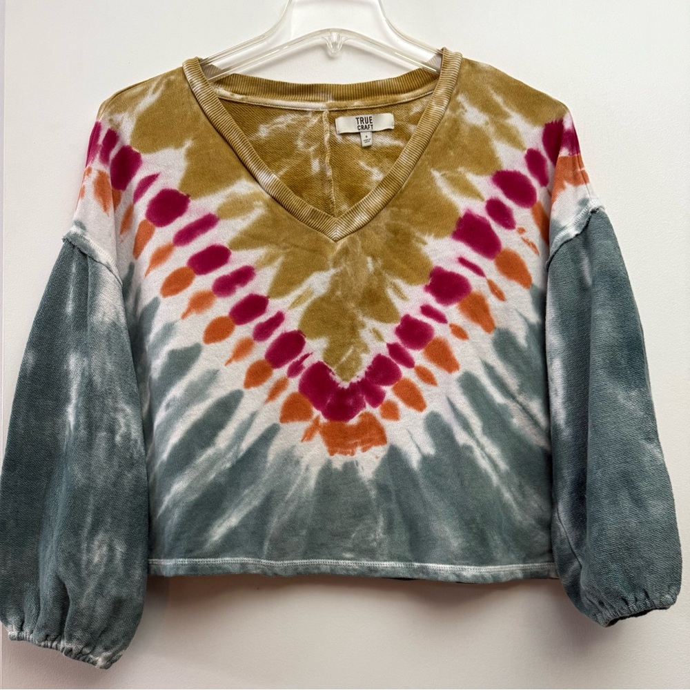 True Craft Gold, Green, Pink and Red Tie-Dye Sweatshirt